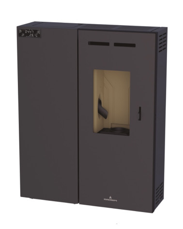 Poêle à pellet/granulés canalisable slim 13 kW verre noir VERNON fabrication européenne sur notre boutique en ligne