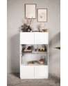 Vitrine 2 portes FANTASY Blanc laqué/chêne Mercure 105 x 170 cm