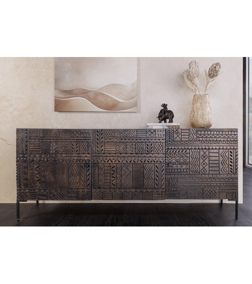 Buffet Tribal 180 cm en bois de manguier foncé