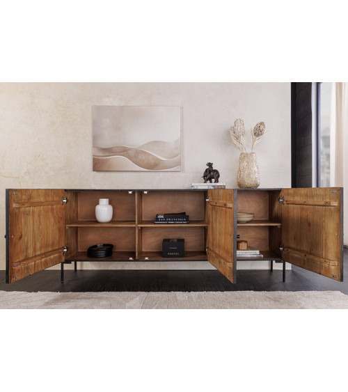 Buffet Tribal 180 cm en bois de manguier foncé