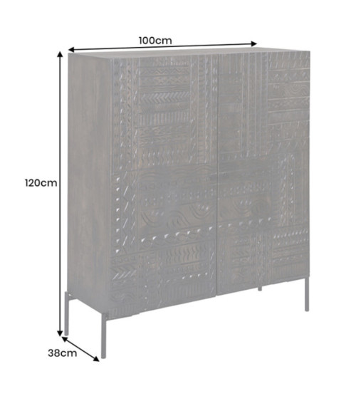 Buffet TRIBAL 120 cm en bois de manguier sculpté