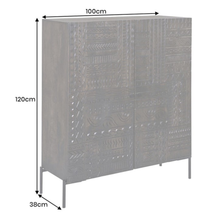 Buffet TRIBAL 120 cm in legno di mango intagliato
