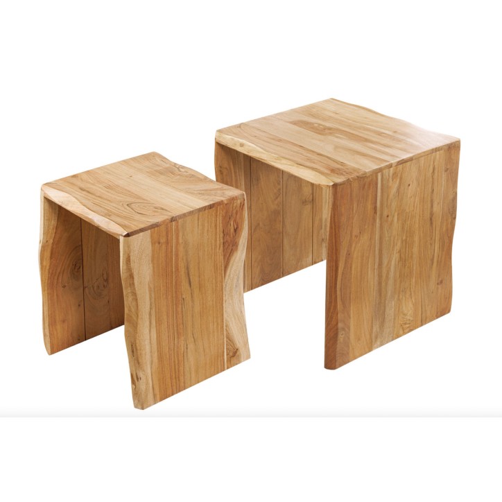 Set di 2 tavolini da salotto MAMMUT 55 cm in legno di acacia naturale