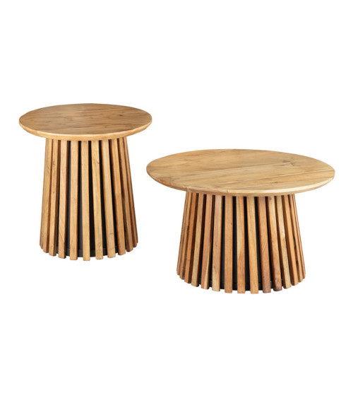 Set de 2 tables basses VALHALLA en bois d’acacia naturel