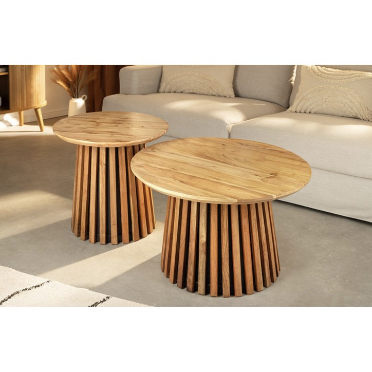 Set de 2 Mesas de centro VALHALLA en madera de acacia natural