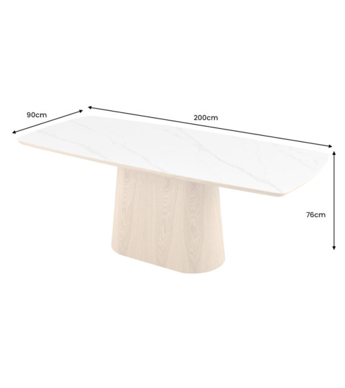 Mesa de comedor UNIQUE 200 cm roble claro chapado