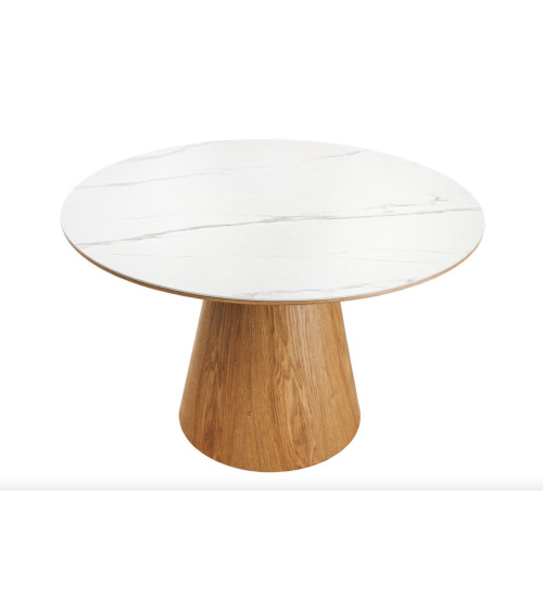 Mesa UNIQUE redonda 120 cm - efecto roble claro