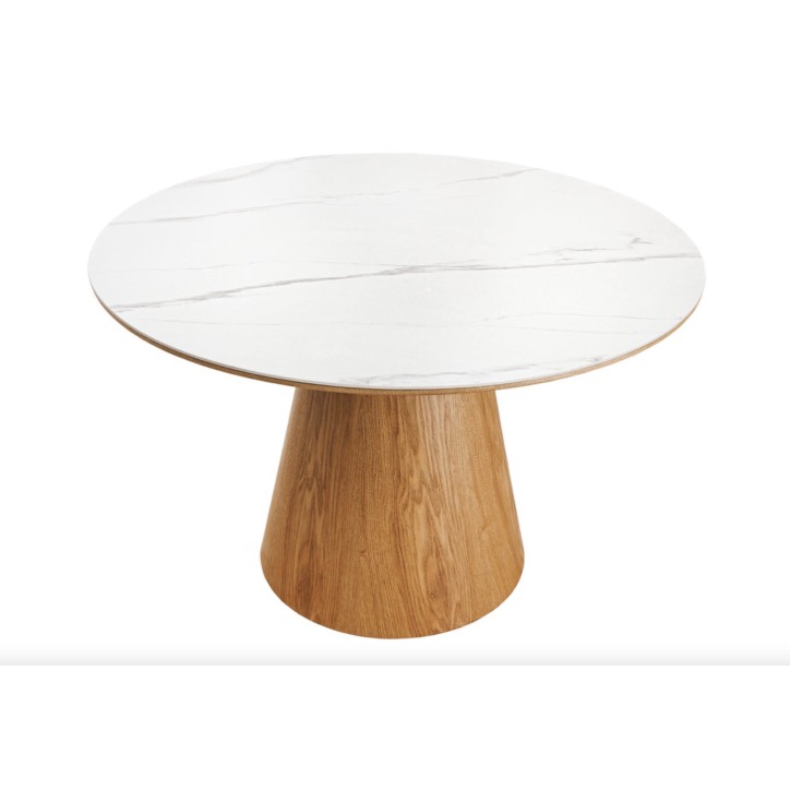 Mesa UNIQUE redonda 120 cm - efecto roble claro