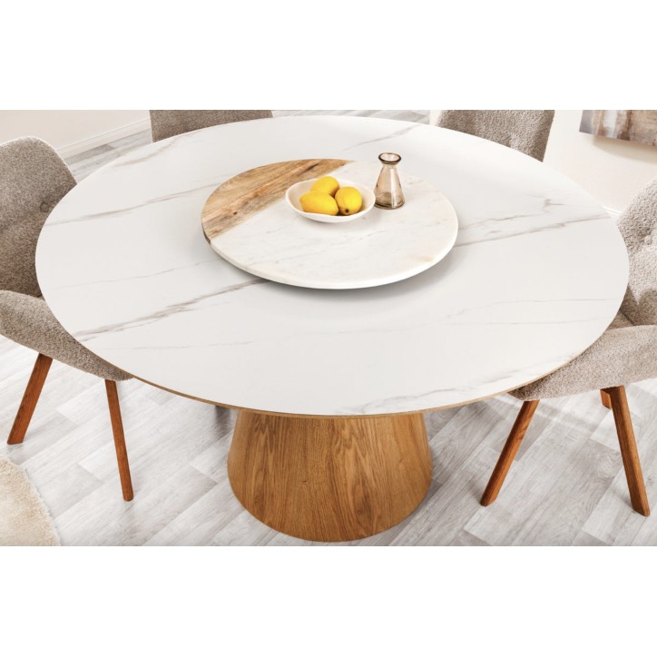 Mesa UNIQUE redonda 120 cm - efecto roble claro