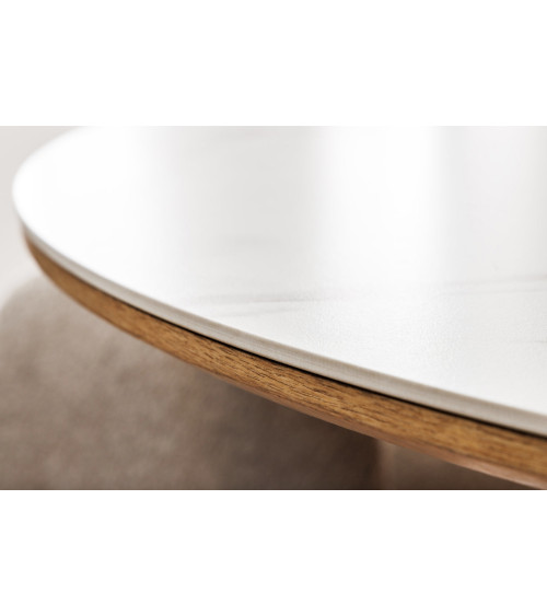 Mesa UNIQUE redonda 120 cm - efecto roble claro