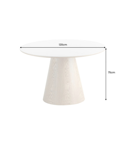 Mesa UNIQUE redonda 120 cm - efecto roble claro
