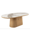 Table UNIQUE ovale 200 cm marbre blanc & chêne clair