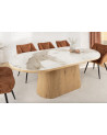 Table UNIQUE ovale 200 cm marbre blanc & chêne clair