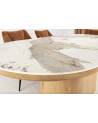 Table UNIQUE ovale 200 cm marbre blanc & chêne clair