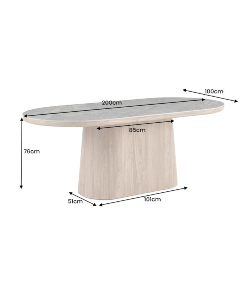 Tavolo da salotto UNIQUE 200 cm ovale