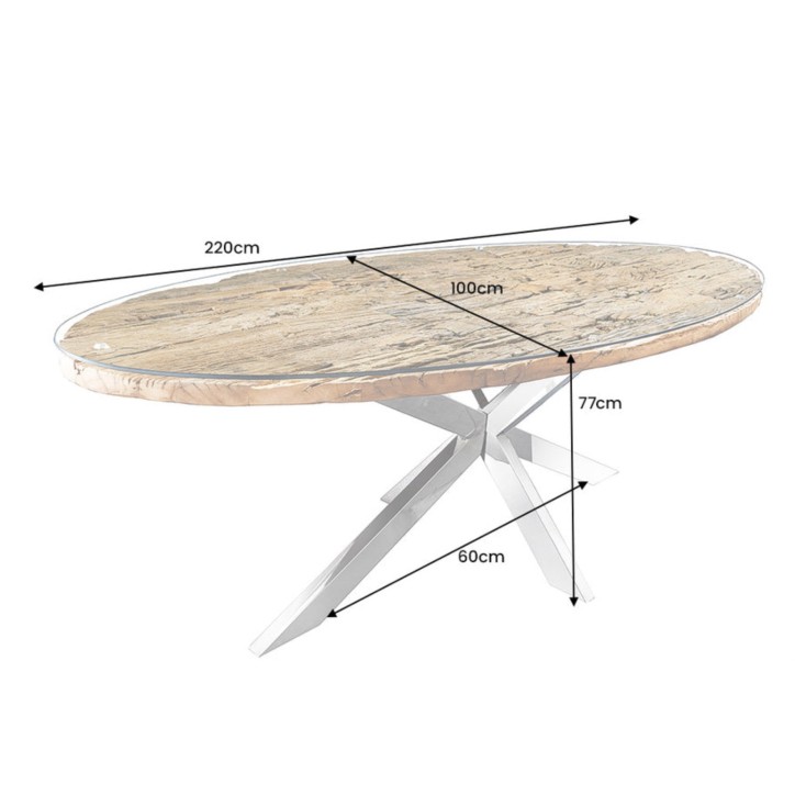 Mesa de salón BARRACUDA 220 cm ovalada