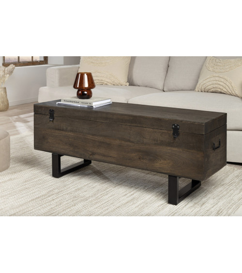 Table basse FACTORY LOFT 115 cm en bois de manguier taupe brun