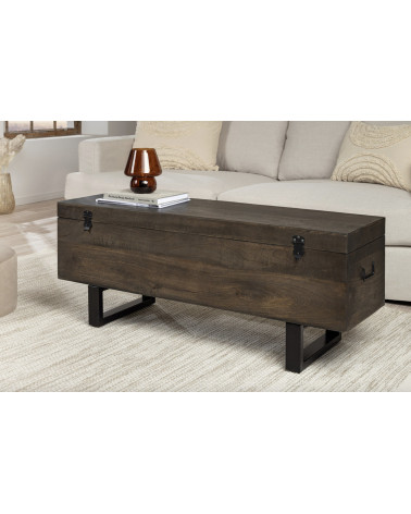 Table basse FACTORY LOFT 115 cm en bois de manguier taupe brun