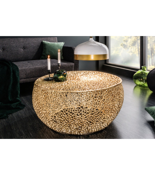 Mesa de centro LEAF 80 cm en metal dorado