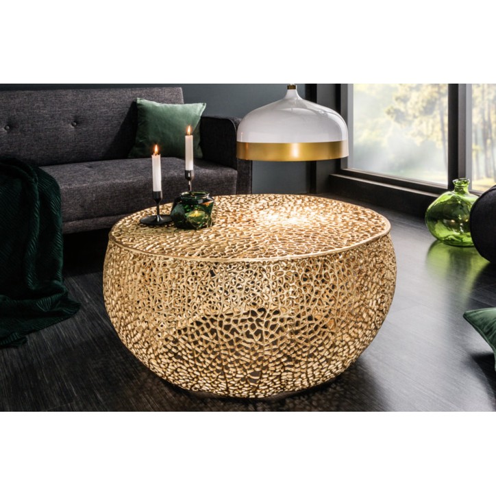 Table basse LEAF 80 cm en métal doré