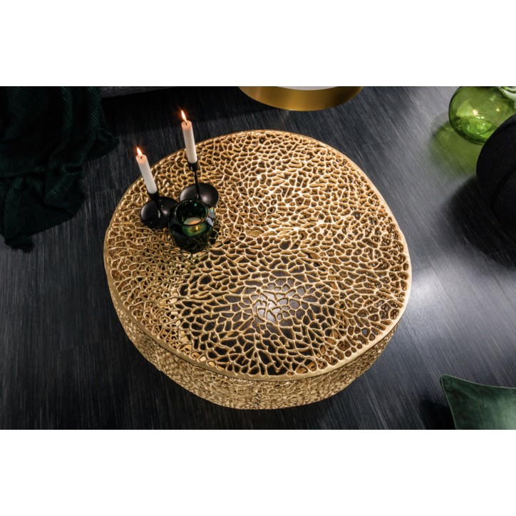 Table basse LEAF 80 cm en métal doré