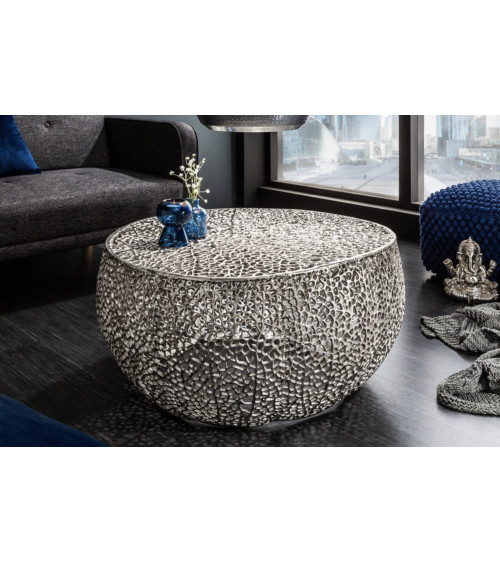 Mesa de centro LEAF 80 cm en metal plateado