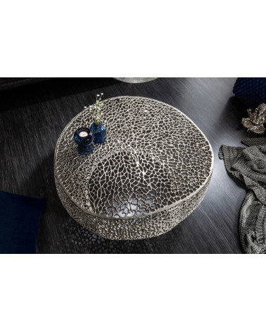 Mesa de centro LEAF 80 cm en metal plateado