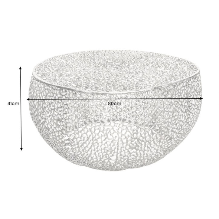 Mesa de centro LEAF 80 cm en metal plateado