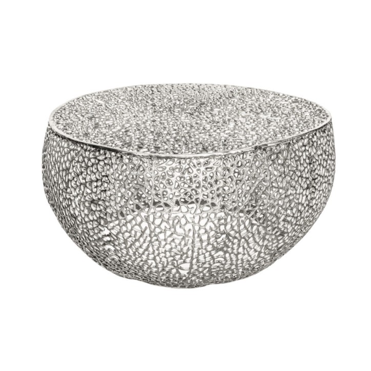 Table basse LEAF 80 cm en métal argenté
