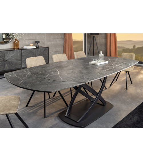 Mesa de salón INCEPTION extensible - Efecto mármol antracita
