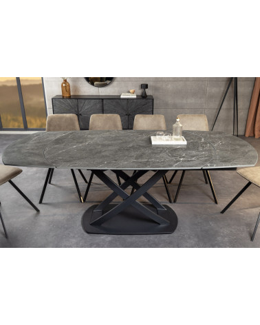 Table de salon INCEPTION extensible - Effet marbre anthracite