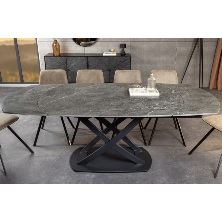 Table de salon INCEPTION extensible - Effet marbre anthracite
