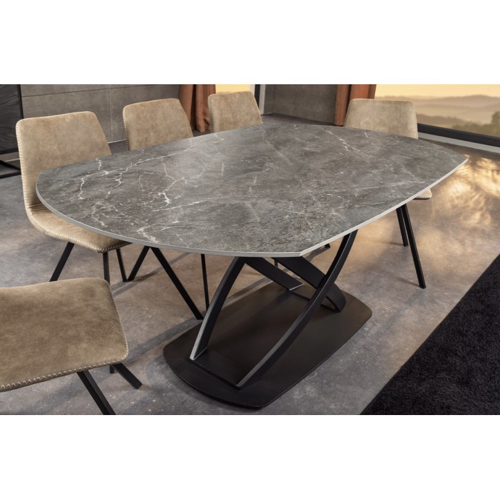 Table de salon INCEPTION extensible - Effet marbre anthracite
