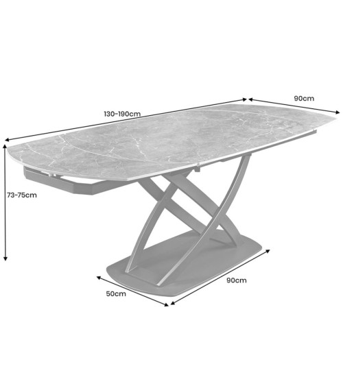 Table de salon INCEPTION extensible - Effet marbre anthracite
