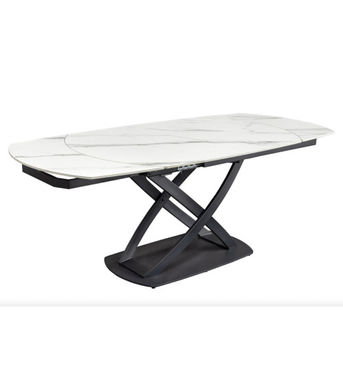 Tavolo da salotto INCEPTION allungabile 130-190 cm - Effetto marmo bianco