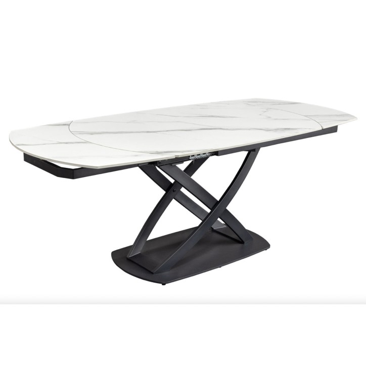 Mesa de salón INCEPTION extensible 130-190 cm Efecto mármol blanco
