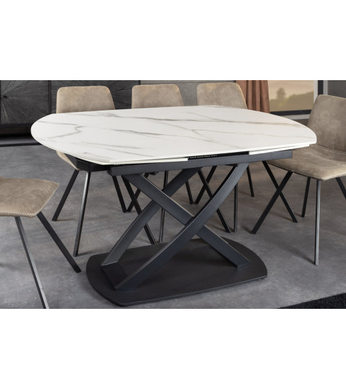 Tavolo da salotto INCEPTION allungabile 130-190 cm - Effetto marmo bianco
