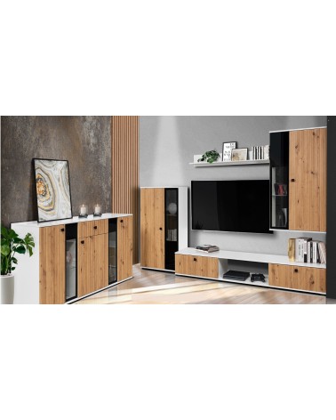 Salon complet CALI chêne blanc et noir