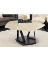 Mesa de centro MOVEMENT 80-130 cm - Travertino natural y óxido