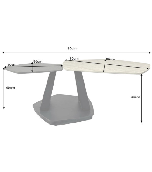 Mesa de centro MOVEMENT 80-130 cm - Travertino natural y óxido