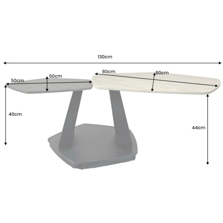 Table basse MOVEMENT 80-130 cm - Travertin naturel et rouille