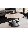Mesa de centro DANCING RINGS 80-135 cm - Travertino natural y efecto óxido