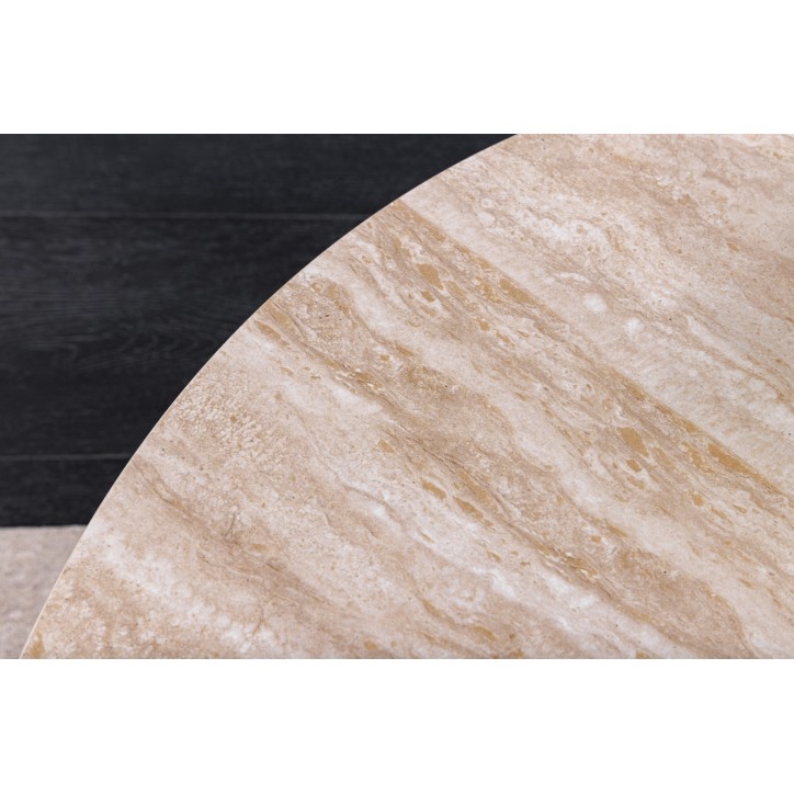 Coffee Table DANCING RINGS 80-135 cm - Travertino naturale e effetto ruggine