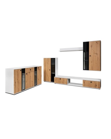 Salon complet CALI chêne blanc et noir