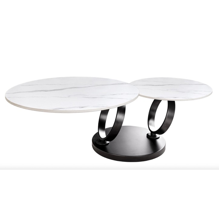 Tavolino DANCING RINGS - Effetto marmo bianco