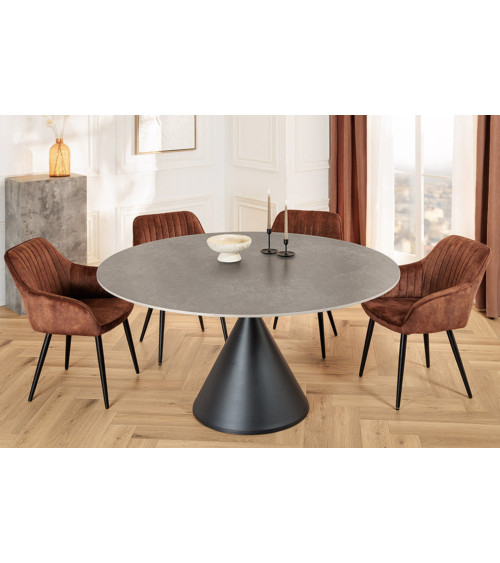 Table SIGNATURE ronde 135 cm - Effet marbre gris