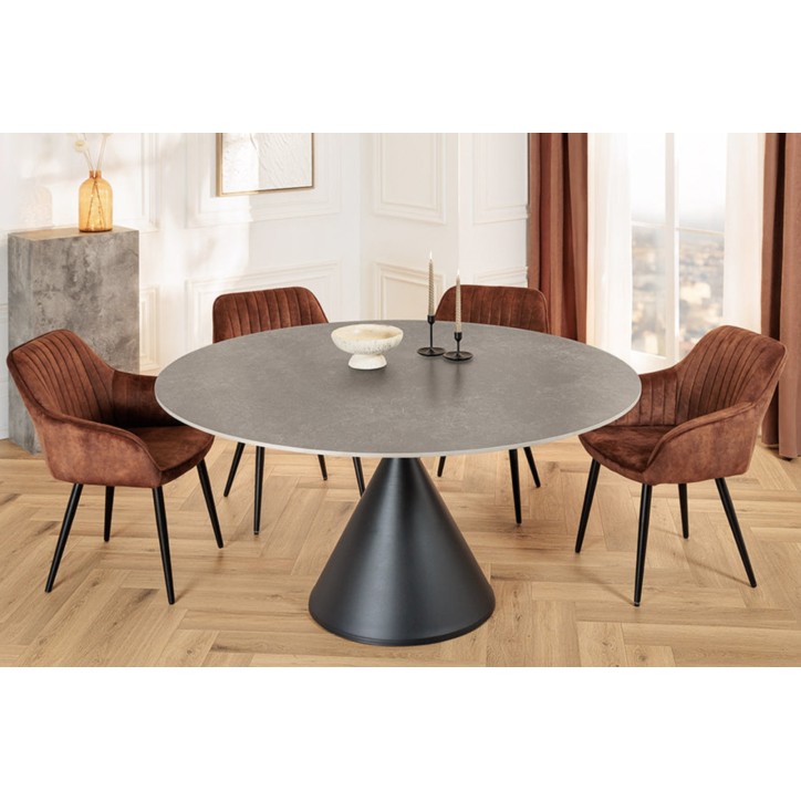 Table SIGNATURE ronde 135 cm - Effet marbre gris
