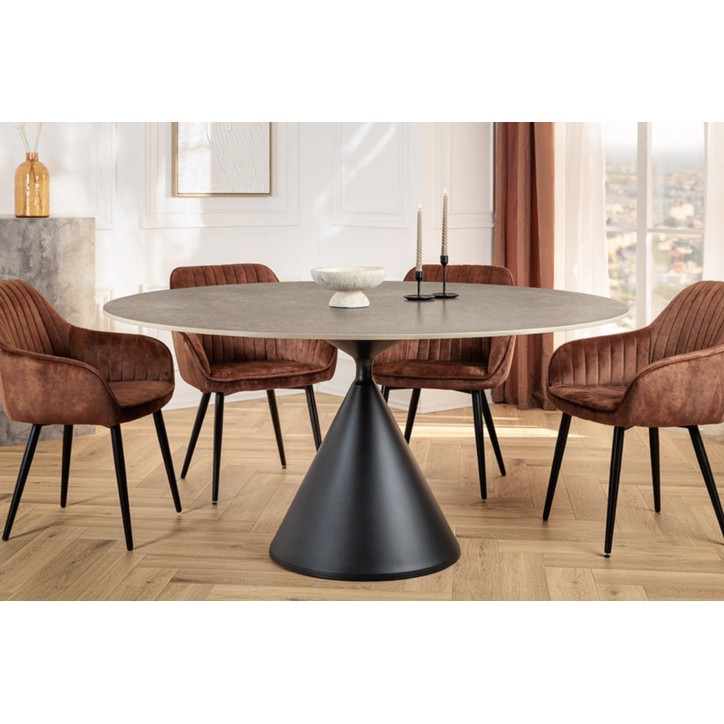 Table SIGNATURE ronde 135 cm - Effet marbre gris