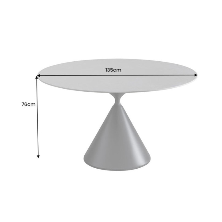 Table SIGNATURE ronde 135 cm - Effet marbre gris