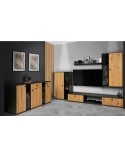 Salon complet CALI chêne et noir